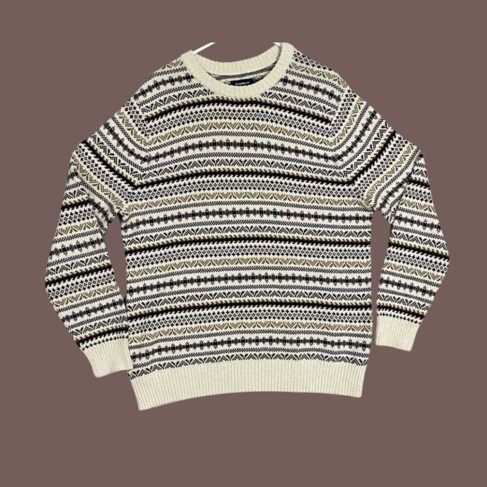 Vintage Men's Croft & Barrow 100% Cotton Fair Isle Knit Sweater | Size L